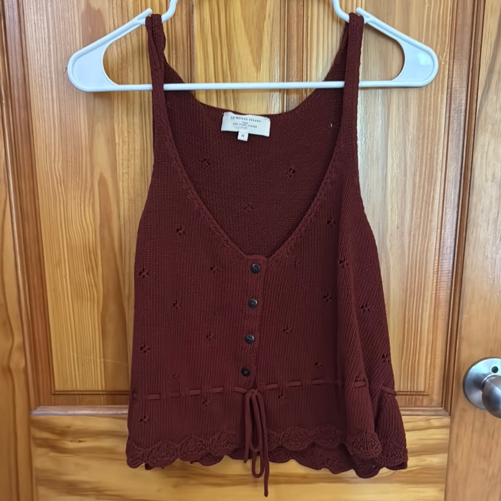 Sezane Brick Red Knit Tank Top